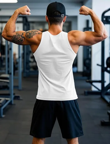 Vista 2 de MAGCOMSEN Mens Workout Tank Tops Muscle Athletic Gym Cotton Undershirt Sleeveless Shirts
