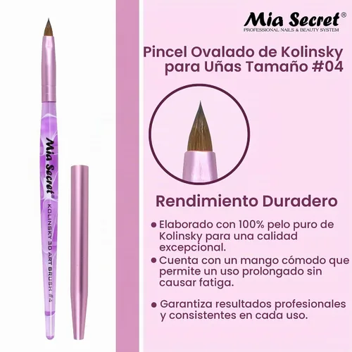 Vista 2 de Mia Secret Kolinsky - Pincel de arte (4 tamaños, morado, arte de uñas 3D)