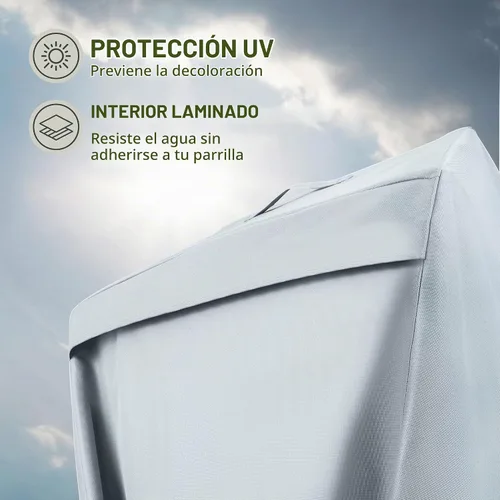 Vista 7 de Cubierta prémium para parrilla para todo tipo de clima, 58 pulgadas, doble capa de tela oxford 600D, 100 % impermeable, para parrilla a gas, con Gris