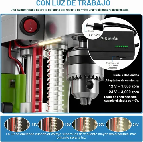 Vista 4 de Mini prensa de taladro de sobremesa con luz de trabajo, diseño de motor 795