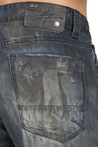 Vista 6 de Level 7 Jeans de mezclilla prémium para hombre, corte recto y hecho a mano negro (Black Tint)