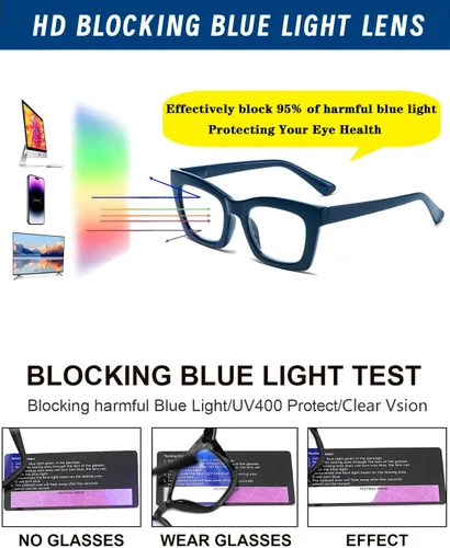 Vista 7 de Hubeye Gafas de lectura progresivas para mujer, estilo Oprah, bloqueo de luz azul, lector cuadrado multifoco
