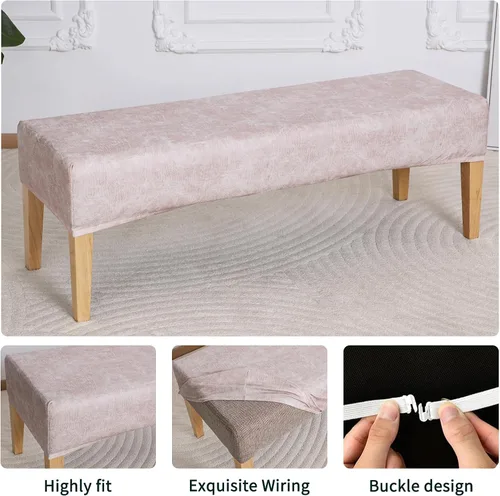 Vista 5 de FORCHEER Funda para Banco de Comedor de Tela de Cuero Sintético Innovadora Funda Deslizable para Banco para Sala de Estar Lavable Funda para Otomán