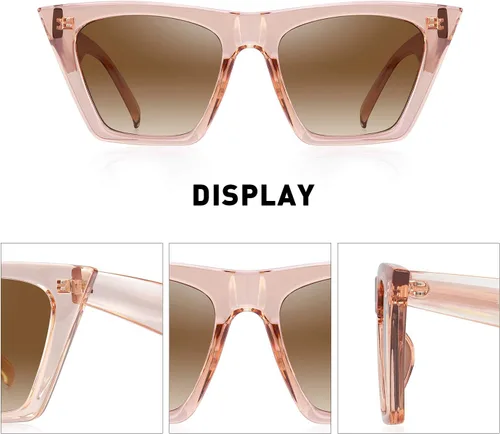 Vista 3 de Gafas de sol cuadradas vintage para mujer, diseño de ojo de gato pequeño