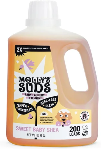 Vista 8 de Detergente Molly's Suds para ropa de bebé líquido Elimina fórmula, caca y manchas de escupir Extra suave para bebés, niños pequeños