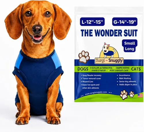 Vista 26 de SurgiSnuggly Traje de Recuperación Quirúrgica Inventado por Veterinarios para Perros Hembra o Macho, Esterilización, Castración, Mameluco, El Traje