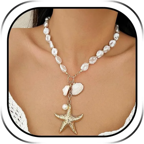 Vista 10 de Collar de concha marina de Your Always Charm para mujer, collar de concha ajustable con capas de encanto de concha marina para mujer, atuendos de A