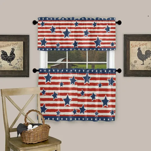 Vista 103 de Cortinas de cocina de Navidad, cenefa semitransparente ajustable con lazo, muñeco de nieve, copo de nieve, bolsillo para barra, tratamiento