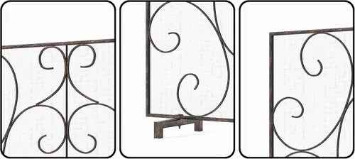 Vista 6 de Kingson Pantalla Decorativa Plana de Panel Único para Chimenea, Cubierta de Malla de Metal Duradera Hecha a Mano, Resistente al Calor, Protector
