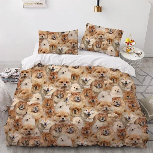 Vista 11 de Airedale Terrier - Juego de funda de edredón con estampado de cara de perro, juego de ropa de cama de 3 piezas, juego de funda de edredón suave