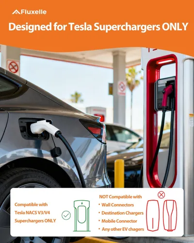 Vista 5 de Adaptador de EV NACS a CCS, Certificado UL2252 500A/1000V Adaptador de Carga Rápida con Interbloqueo, Compatible con Supercargadores Tesla