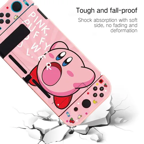 Vista 3 de PERFECTSIGHT Funda protectora compatible con Nintendo Switch Cute Kirbi Funda delgada antiarañazos a prueba de golpes para NS Switch y Joy-Con