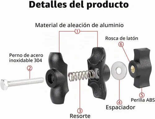 Vista 5 de Brazo de doble enchufe de aleación de aluminio compatible con soportes RAM tamaño B componentes de bola de 1 pulgada, se adapta a todos