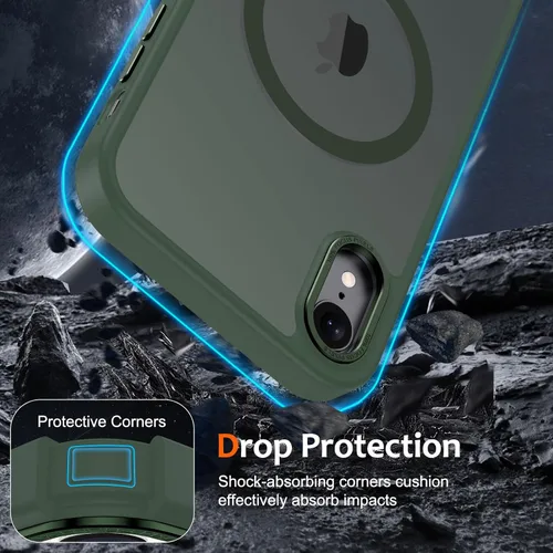 Vista 1002 de Anuck - Funda magnética para iPhone 11 compatible con MagSafe, carcasa trasera mate translúcida dura, borde de TPU, delgada, resistente a impactos