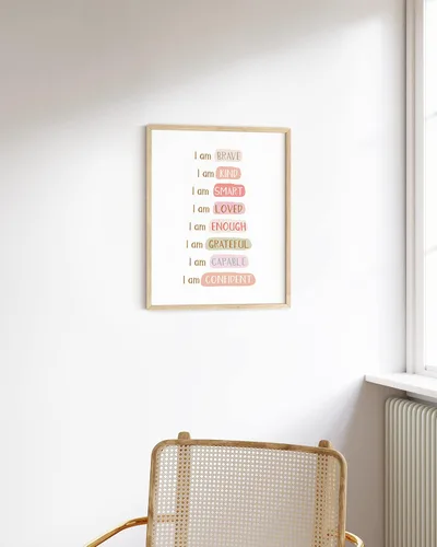 Vista 5 de HAUS AND HUES Arte de pared con citas inspiradoras, carteles motivacionales para aula, regalos de atención plena, afirmaciones de amor propio