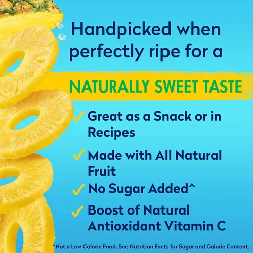 Vista 3 de Dole Canned Fruit, Pineapple Slices in 100% Pineapple Juice, Gluten Free, Pantry Staples, 8 Oz, Packaging May Vary