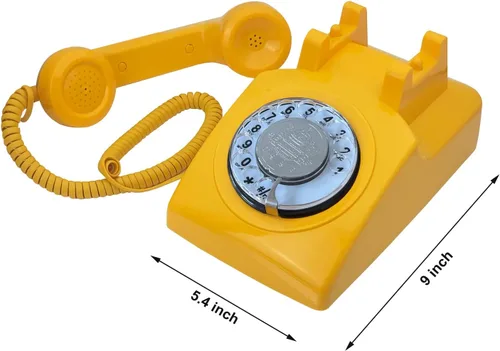 Vista 4 de Teléfono antiguo, teléfono fijo de esfera giratoria retro para oficina en casa, hotel, teléfono vintage básico de una sola línea de los años 80