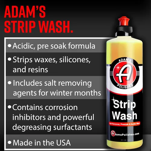 Vista 2 de Adam's Polishes Jabón para Lavar Autos Strip (16 oz) – Champú Removedor de Sellador y Cera, Removedor de Sal, Prelavado y Lavado Ácido Espuma