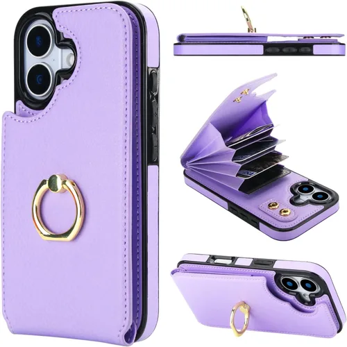 Vista 10 de Folosu Funda compatible con iPhone 17 con soporte para tarjetas, rotación de 360°, soporte de anillo de dedo con función atril, bloqueo RFID