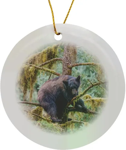 Vista 8 de 3dRose Black Bear cub Finds Safety 3 inch Snowflake Porcelain Ornament