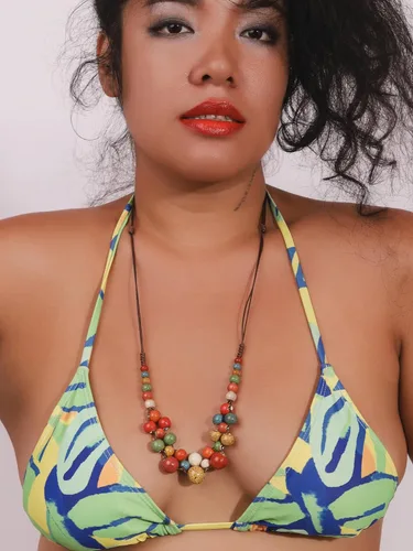 Vista 7 de MINACHI Hippie Boho - Collar de cuentas redondas de cerámica colorida, estilo bohemio, regalo de joyería para mujer