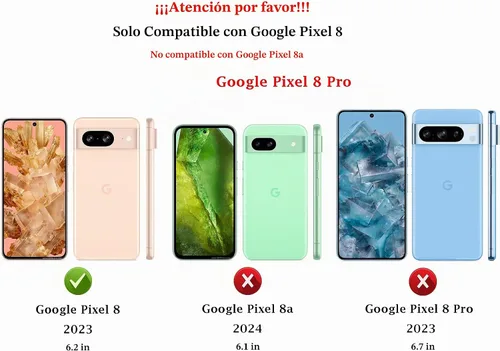Vista 2 de Funda para Google Pixel 8 con cubierta deslizante para cámara con protector de pantalla HD [grado militar de 16 pies probada en caídas] Funda Negro