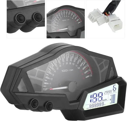 Vista 8 de Odómetro LCD, ABS LCD motocicleta odómetro velocidad combustible medidor 15000RPM apto para 300
