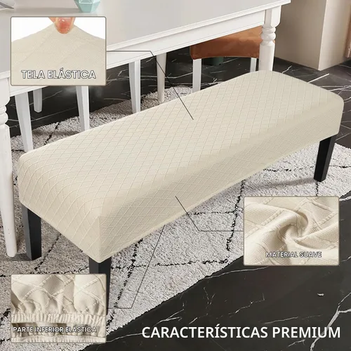 Vista 3 de SearchI Funda Impermeable para Banco de Comedor, Fundas Elásticas y Lavables para Banco, Fundas de Asiento para Bancos Rectangulares de Comedor Beige
