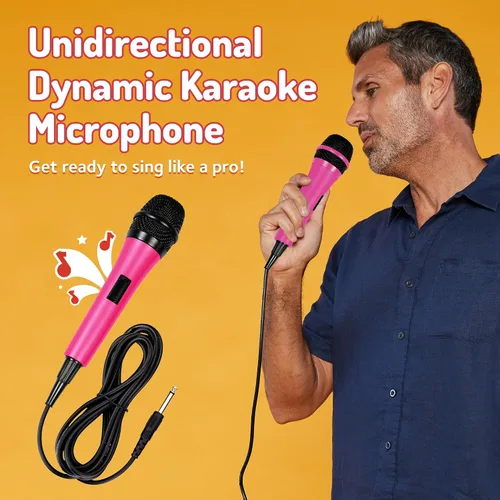 Vista 7 de Máquina de Cantar Micrófono con Cable para Karaoke, (Rosa) - Micrófono Vocal Dinámico Unidireccional - Micrófono de Enchufe para Máquina de Karaoke