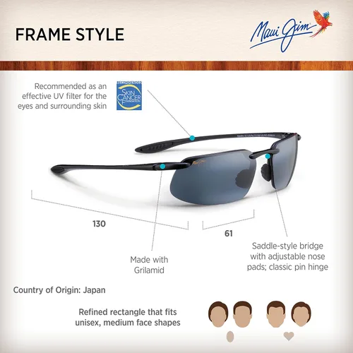 Vista 6 de Maui Jim Men's and Women's Kanaha Polarized Universal Fit Rimless Sunglasses