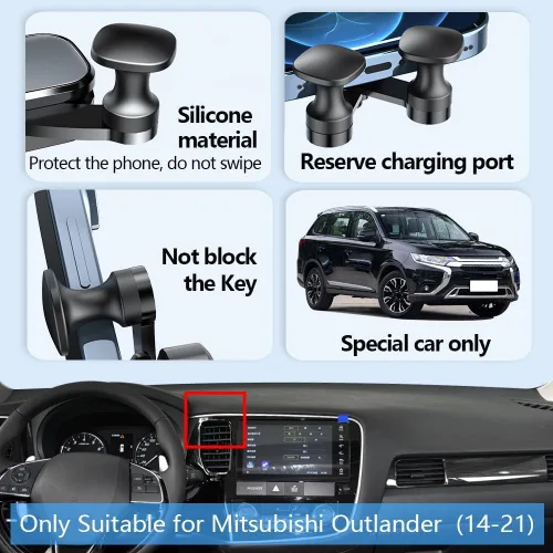 Vista 5 de Soporte para teléfono de coche para Mitsubishi Outlander 2014 2015 2016 2017 2018 2019 2020 2021 Accesorios de automóvil Decoración interior Soporte