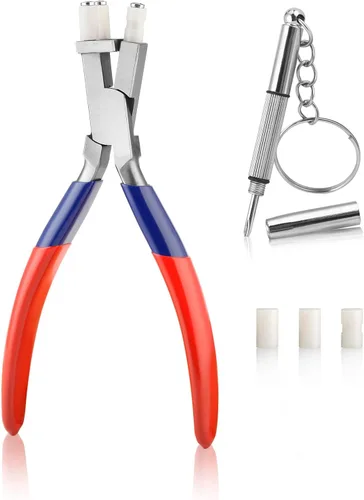Vista 15 de Kit de reparación de lentes con destornillador y caja de almacenamiento, juego de alicates ópticos para lentes de ojos, alicates de ajuste de gafas