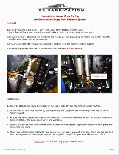 Vista 4 de B2 Fabrication Silenciador de rendimiento para Ram 1500 (2019-2024) 5.7L Hemi 3.6L V6 - Sonido moderado de 18 pulgadas de acero inoxidable 409