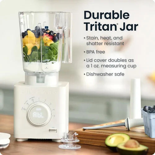 Vista 5 de Chefman Obliterator - Licuadora de encimera de 48 onzas para batidos, motor de 1380 W para triturar hielo, nueces y frutas congeladas con cuchilla