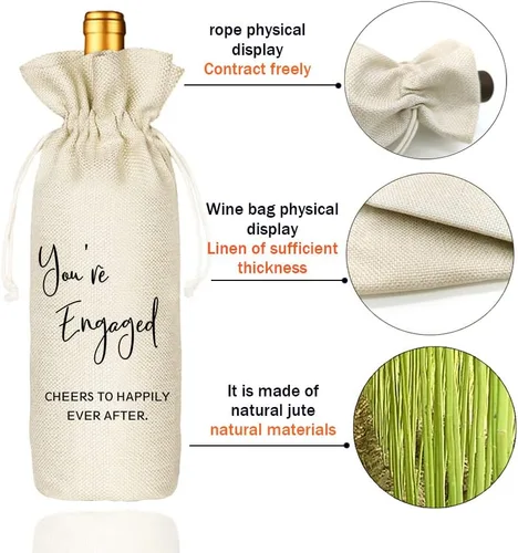 Vista 3 de Socive Bolsa de vino de compromiso – You're Engaged, regalos de compromiso para parejas, regalo de compromiso personalizado, regalo de novia