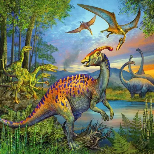 Vista 5 de Ravensburger Dinosaur Fascination - Juego de rompecabezas de 3 x 49 piezas - 09317 - Cada pieza es única, las piezas encajan perfectamente