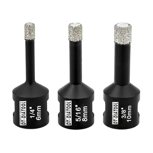 Vista 7 de DT-DIATOOL Broca de núcleo de diamante de 1/4 pulgada con hilo 5/8"-11 de vacío soldado para baldosas de porcelana, cerámica, gres, mármol, granito