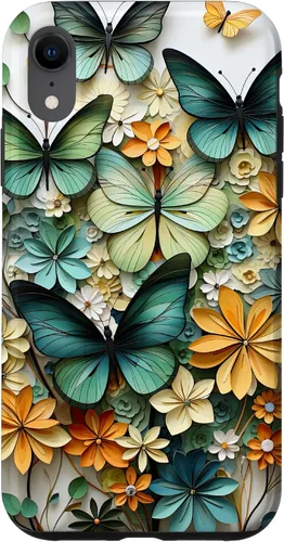 Vista 25 de iPhone 16 mariposa estética mariposas verdes naturaleza acuarela caso