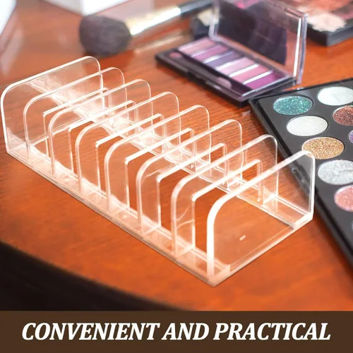 Vista 4 de VALICLUD Transparent Divided Makeup Pallet Organizer with Slots Cosmetic Storage Container for Eyeshadow Lipstick and Makeup Accessories Compact