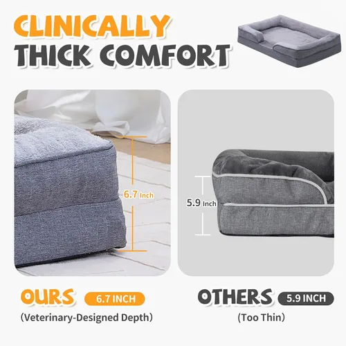 Vista 4 de [Usado] Makigued Cama ortopédica para perros medianos, sofá de espuma para mascotas con forro impermeable, funda extraíble lavable, parte inferior