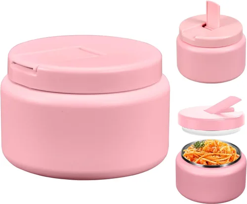 Vista 19 de Tarro para niños de 13.5 oz para alimentos calientes, tarro de alimentos aislado al vacío con tapa de hebilla, contenedor de almuerzo aislado