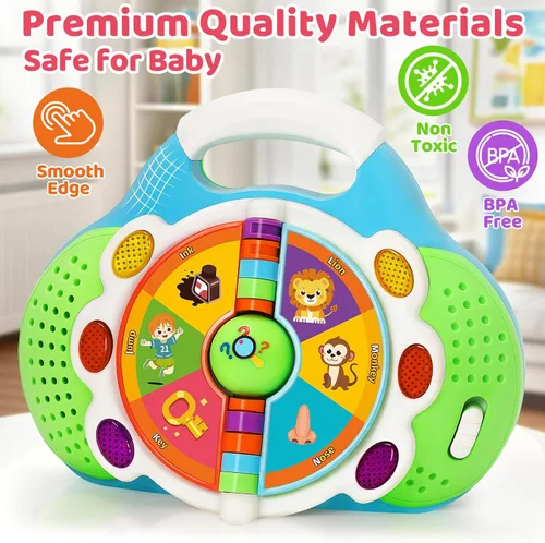 Vista 8 de KIZZYEA Juguetes de aprendizaje Montessori para niños y niñas de 1, 2, 3 años, juguete musical de alfabeto para niños pequeños, juguetes educativos