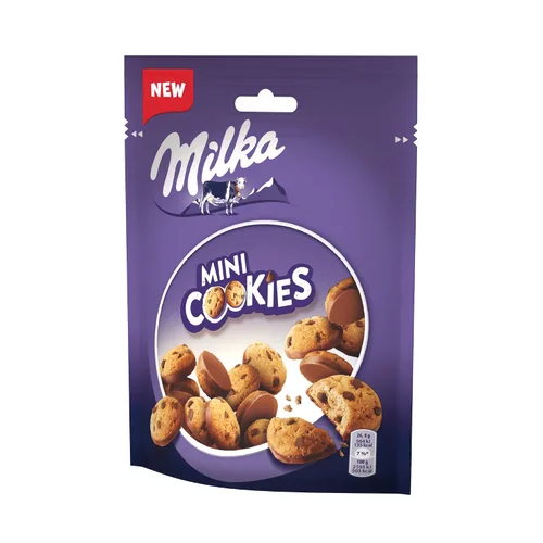 Vista 4 de Milka Mini galletas cubiertas con trozos de chocolate con leche alpino (importado), 3.88 oz