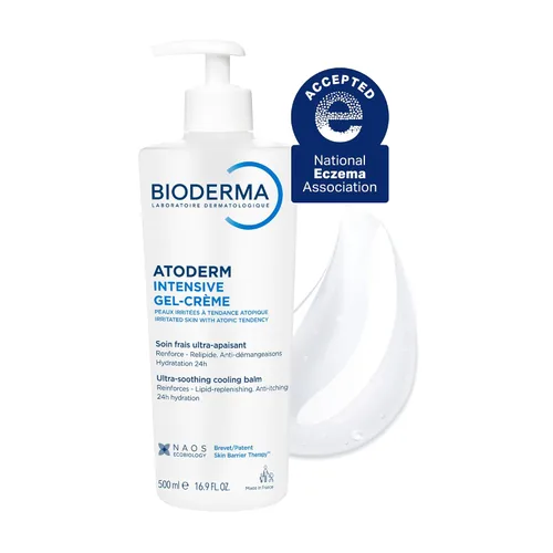 Vista 2 de Bioderma Atoderm - Crema de gel intensivo, hidratante corporal calmante para pieles sensibles secas a atópicas, hidratación 24 horas, 16.9 onzas