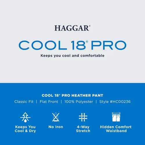 Vista 5 de Haggar Men's Cool 18 Pro Classic Fit Flat Front Pant-Regular and Big & Tall Sizes