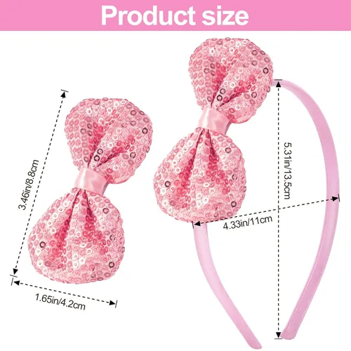 Vista 2 de 2 diademas de cocodrilo con lazos grandes, diadema de nudo grande, turbante, horquillas con lazo con cinta para mujeres, adolescentes, niñas, niños
