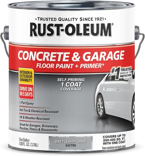 Vista 25 de Rust-Oleum 225359-2PK - Pintura e imprimación para pisos de concreto y garaje, galón, gris armadura satinada, paquete de 2