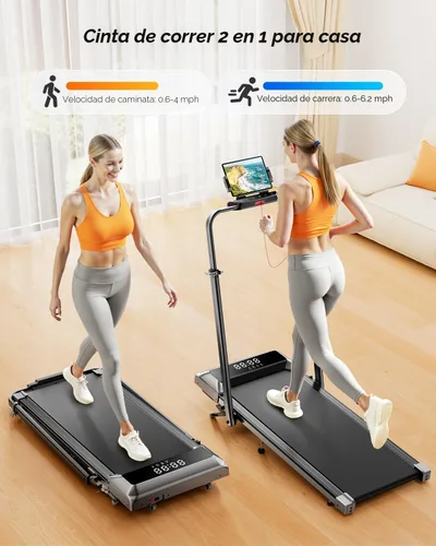 Vista 5 de Acezoe Walking Pad with 12% Incline & Height-Adjustable Handlebar, 5-in-1 Foldable Treadmill for Home & Office, Portable Under Desk Treadmill with