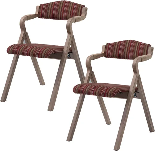 Vista 11 de 2-Pack Folding Chairs with Cushion, Farmhouse Folding Dining Chairs, Linen Padded Foldable Chairs for Dining Room, Parties, Office(Beige)