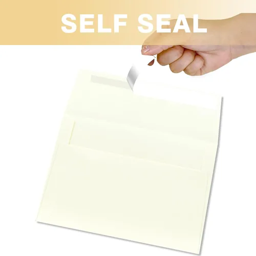 Vista 3 de Paquete de 200 sobres de invitación 5x7 con pelar y sellar para tarjetas, sobres A7 imprimibles a granel, sobres beige para boda, tarjetas